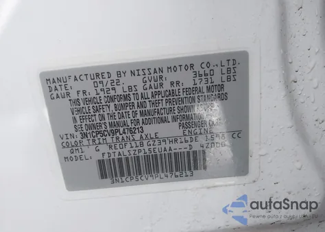 2023 Nissan Kicks Sv Xtronic Cvt из США, поврежденный, VIN 3N1CP5CV9PL476213